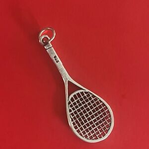 Silver Tennis Racket Charm Pendant 925